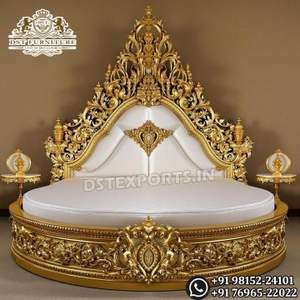 Cama Redonda Moderna con Tapizado, Tamaño Queen, Diseño Redondo de Lujo, Cama Individual, Estilo Francés, Cama King Size - Product Image 5