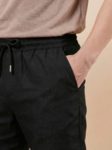 Pantalon en coton blanc pour homme, taille élastique avec cordon de serrage, décontracté, respirant, léger, coupe droite, avec poches, idéal pour l'été - Product Image 3