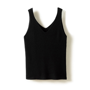 Women's Hip Hop Casual Tank <b>Top</b> Knitted Rib Slim Regular Breathable Solid Front Logo Button Ribbons Eco-Friendly Quick Dry - Product Image 3