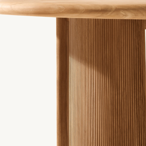 Mesa redonda de madera de teca con un estilo minimalista moderno, adecuada para el comedor en casa o en un restaurante. - Product Image 3