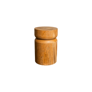 Tabouret cylindrique en teck rustique de luxe ARTERRA - Meubles en bois massif faits à la main pour appartement, villa, entrepôt et hôtel - Product Image 1