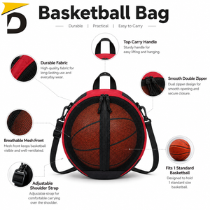 Bolsa de malla para baloncesto con tela ventilada y gran capacidad para un almacenamiento y transporte convenientes de pelotas deportivas - Product Image 6