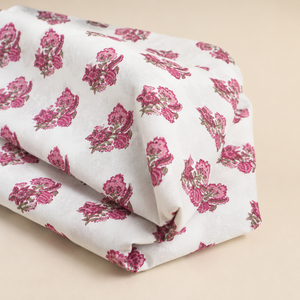 Black Pink Floral Stripe Hand Block Printed Cotton Fabric <b>Set</b> For Dress Kurta <b>Sewing</b> Home Textile Craft Apparel Material - Product Image 2