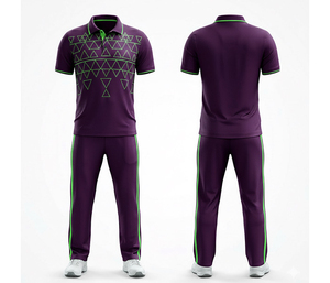 Ensemble uniforme de cricket bleu marine à manches courtes pour homme avec imprimé géométrique, en polyester respirant, coupe classique, toutes saisons - Product Image 6