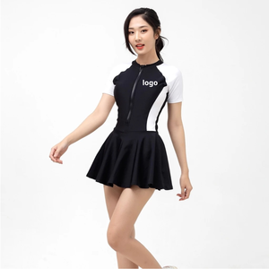 Traje de baño de una pieza con falda de microsujetador deportivo cómodo de alta calidad OEM para mujer, trajes de baño deportivos de verano 2025 con patrón sólido - Product Image 5