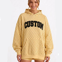 Bayanlar İçin Büyük Beden %100 Pamuklu Polar Sokak Giyim Kapüşonlu Üst Kıyafet Kışlık Uzun Kollu Nefes Alabilen Örme Sweatshirt Özel Logo