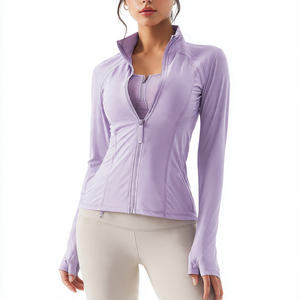 เสื้อแจ็คเก็ตผู้หญิงแบบมีซิป แขนยาว ผ้าสแปนเด็กซ์ ลายควิลท์ สำหรับวิ่ง โยคะ ฟิตเนส และออกกำลังกาย - Product Image 2