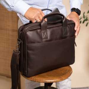 Brown Genuine Leather Laptop <b>Briefcase</b> for Men Premium Executive Business Office Bag with Spacious Laptop Compartment - Product Image 2
