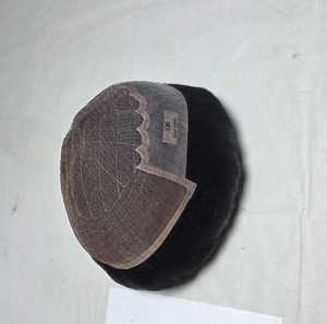 Half <b>Wig</b> Human Hair Toupee Mesh Cap Natural Black Hair System For <b>Men</b> - Product Image 6