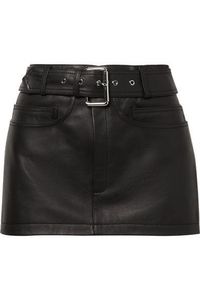 Women High Waist Leather Mini <b>Skirt</b> With Belt <b>Straight</b> Design Shiny Solid Color Minimalist Style All Seasons Wear - Product Image 2