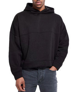 Custom Black <b>Boxed</b> Men's 100% Cotton Fleece Polyester Hoodie Boxy Fit <b>Drop</b> Shoulder Print Pattern Loose Fit Winter Season XS - Product Image 1