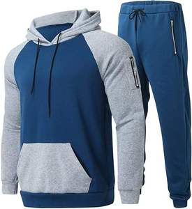 Survêtement streetwear pour homme de qualité supérieure, hiver, couleurs contrastées, tissu en molleton 100% coton, respirant, coupe ajustée - Product Image 5