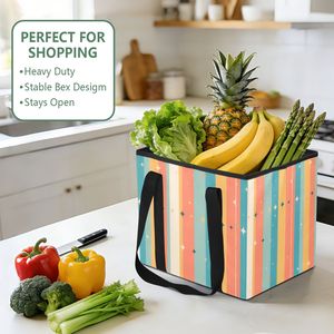 Heavy Duty Reusable Grocery <b>Bags</b>, Collapsible Shopping Tote with Handles, Waterproof <b>Foldable</b> Basket for Car Trunk - Product Image 4
