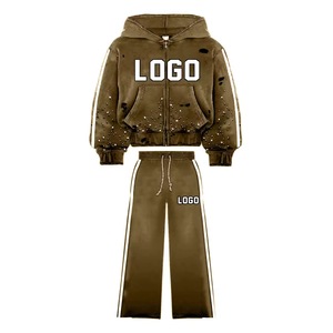 Unisex <b>Red</b> Tracksuit Hooded Full Length Loose Fit Casual Autumn Wear With Side Pockets Drawstring Closure <b>Glitter</b> Print Logo - Product Image 6