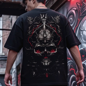 <b>Gothic</b> Skull Printed Men's Black T-<b>Shirt</b> Short Sleeve O-Neck Regular Fit Jersey Cotton - Product Image 5