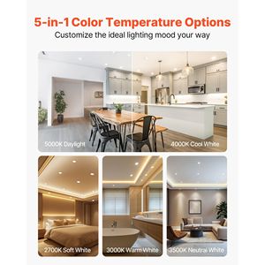 Paquete de 12 Focos LED Empotrables de 5/6 Pulgadas, 1050 LM, 13W, 120V, Temperatura de Color Seleccionable 5CCT 2700K/3000K/3500K/4000K/5000K - Product Image 3