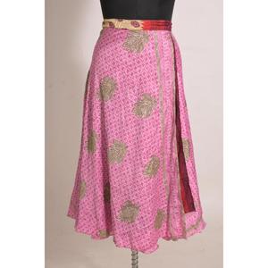 Falda Cruzada de Seda con Estampado Floral Vintage Hecha a Mano para Mujer, Estilo Boho Elegante de Cintura Media - Product Image 3