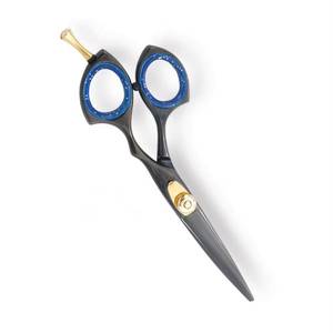 Ciseaux de coiffure professionnels, lame en acier inoxydable, pointe fine, manche long, pour droitiers, manche en plastique, accents bleus - Product Image 4