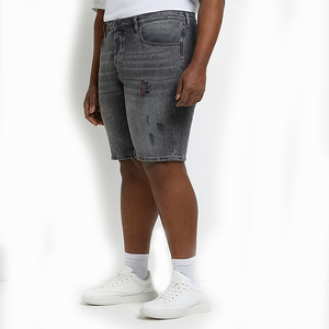 Shorts en jean décontractés pour hommes, teinture color block personnalisée, été, 100% coton, multi-poches, coupe ajustée, écologiques, respirants - Product Image 4