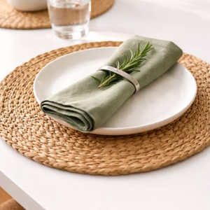 Boho Style Flower Woven Placemat Natural Water Hyacinth Table <b>Mat</b> Braided Straw Dinner <b>Plate</b> Coaster For Restaurant - Product Image 1