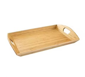 Bandeja rectangular de madera de alta calidad para servir alimentos, desayuno, postres, bandeja de madera de acacia con asa. - Product Image 5
