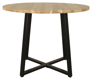 Table à manger moderne pliante en bois d'acacia avec base en métal noir et finition naturelle pour la maison, le bureau, les villas, la cuisine, l'hôtel - Product Image 6