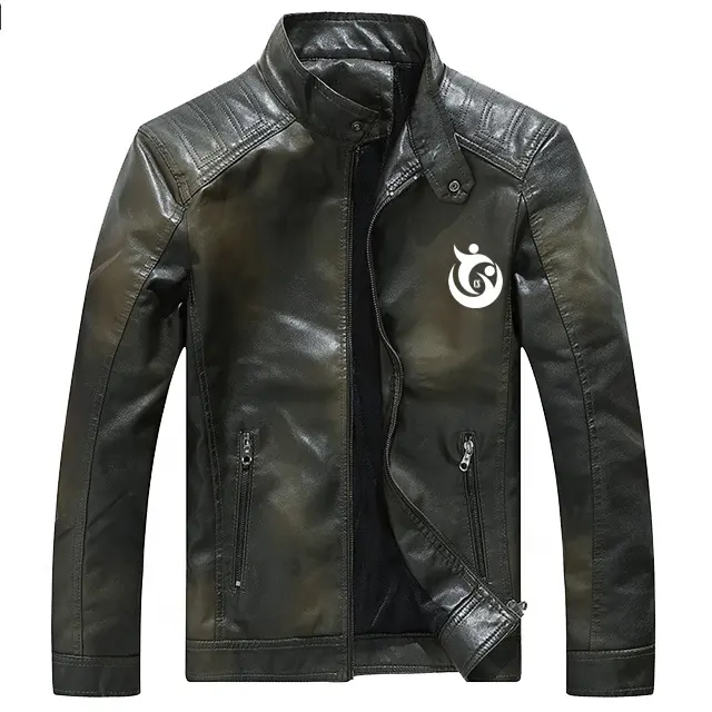 wholesale custom oem fashion design fashionable slim fit leather casual zipper leather jacket for men