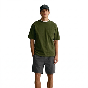 เสื้อยืดมีกระเป๋าของผู้ชายแฟชั่นสตรีททรงหลวมผ้าคอตตอนร้อยเปอร์เซ็นต์ดีไซน์ว่างเปล่าทนทานใส่สบาย - Product Image 3