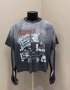 เสื้อยืดคอกลมทรงปกติผ้าฝ้ายออร์แกนิคเทอร์รี่ 240 GSM สำหรับผู้ชาย ล้างสีซีดแบบวินเทจ พิมพ์ลาย DTG ด้านหน้า สไตล์สตรีทแวร์รักษ์โลก - Product Image 1