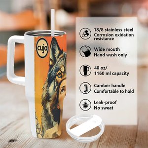 Gobelet isotherme en acier inoxydable 40 oz avec motif loup et femme pour usage extérieur - Product Image 5
