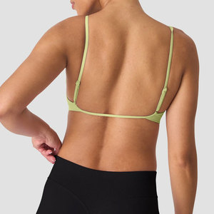 Sujetador deportivo para mujer con espalda abierta y cuello en U, de alta calidad, al por mayor, elástico en cuatro direcciones, color liso, que absorbe la humedad, diseño con tiras, para yoga - Product Image 3