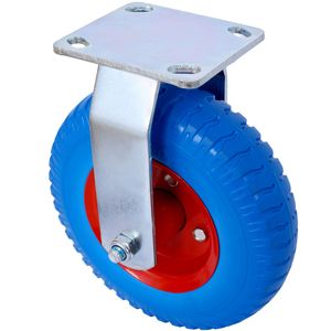 2 Ruote Piatte Antiforatura da 8 Pollici con Mozzo in Acciaio e Cuscinetti a Sfera, Asse Centrato da 5/8 Pollici, Ruote Girevoli Rigide Blu - Product Image 5