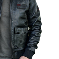 Herren Schwarze Echte Leder-Pilotenjacke mit Lammfellkragen