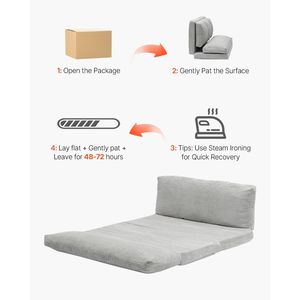 25D ad alta densità Memory Foam divano letto pieghevole 3-in-1 convertibile con cuccette sedia lavabile copertura grigio luce Full Size per vivere - Product Image 6