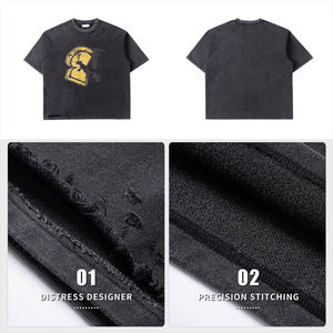 Camiseta vintage con efecto desgastado, estilo retro, tacto suave y desgastado, corte holgado, material de algodón grueso, camiseta de moda para hombre. - Product Image 6