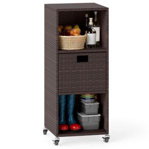 Mobile da Esterno in Rattan PE Marrone con 3 Cassetti Rimovibili e Ruote Bloccabili - Product Image 1
