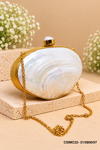 Pochette de Soirée Scintillante en Perles Ovales avec Accent Cristal, Sac à Main Élégant à Chaîne, Doublure en Polyester – Idéal pour Mariage, Fête, Cadeau - Product Image 2