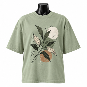 Camiseta Holgada de Cuello Redondo para Mujer con Estampado Floral, 100% Algodón, Manga Corta, Informal, para Primavera/Verano - Product Image 1