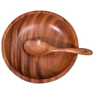 Bol à salade en bois d'acacia naturel décoratif pour la cuisine, grande taille, réutilisable, pour servir des fruits et des légumes - Product Image 1