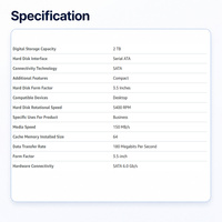 WD20EFPX Harde Schijf 2TB HDD SATA 5400RPM 64MB Enterprise Computer Accessoires CCTV NAS CMR Server Desktop Laptop