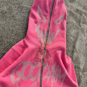 Sweat à capuche zippé avec strass et logo personnalisé unisexe pour hommes imprimé 100% coton Vente en gros de vêtements de ville d'hiver Fabricant - Product Image 3