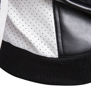 RELEVO INDUSTRY High Street Men's Eco-friendly Polyester <b>Quilted</b> Leather Jacket Vegetable Tanned <b>Winter</b> Stand Collar Zipper - Product Image 6