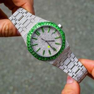 Reloj de Pulsera de Lujo para Hombre, Estilo Hip Hop, con Diamantes Cultivados en Laboratorio, Plateado y Dorado, Redondo, de Cuarzo, de Alta Calidad - Product Image 4