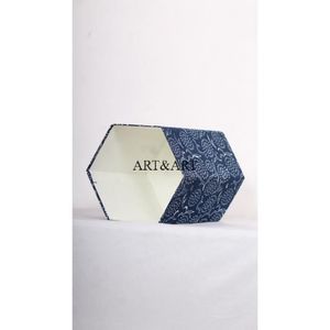 Cubo de basura indio hecho a mano para cocina, con tapa abierta, para papel y residuos, con estampado artesanal, para usar con tela de algodón. - Product Image 4