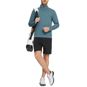 Sudadera de punto transpirable para hombre con cremallera de un cuarto, cuello alto, color liso, manga larga, estilo casual para otoño - Product Image 2