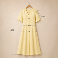 Robe longue jaune en coton de haute qualité pour femme, sexy, à manches courtes, col en V boutonné, décontractée, coupe trapèze, taille naturelle, poches, style vintage, été