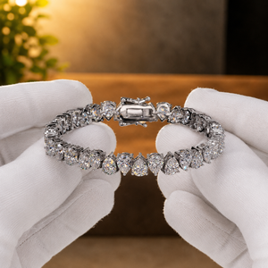 Teardrop Cut Diamond Engagement Tennis <b>Bracelets</b> 925 Sterling <b>Silver</b> Luxury Weeding Jewelry Moissanite Claw Setting <b>Bracelets</b> - Product Image 6