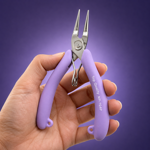 Ensemble d'outils professionnels pour la fabrication de bijoux, 5 pièces, kit de pinces de précision avec poignées confort violettes, support en bois pour bijoux - Product Image 3