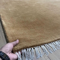 Tapis d'intérieur moderne abstrait en laine faite à la main, à poils ras, avec franges, doux, brun naturel, adapté aux animaux domestiques, écologique, antibactérien, antidérapant