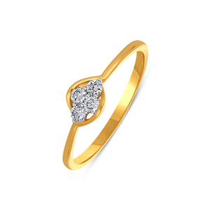 Trendy Rose Gold Open Band Ring, Diamond <b>Studded</b> Leaf Motif, 0.35 Carat Total Diamond Weight, Wholesale Fashion Jewelry - Product Image 1